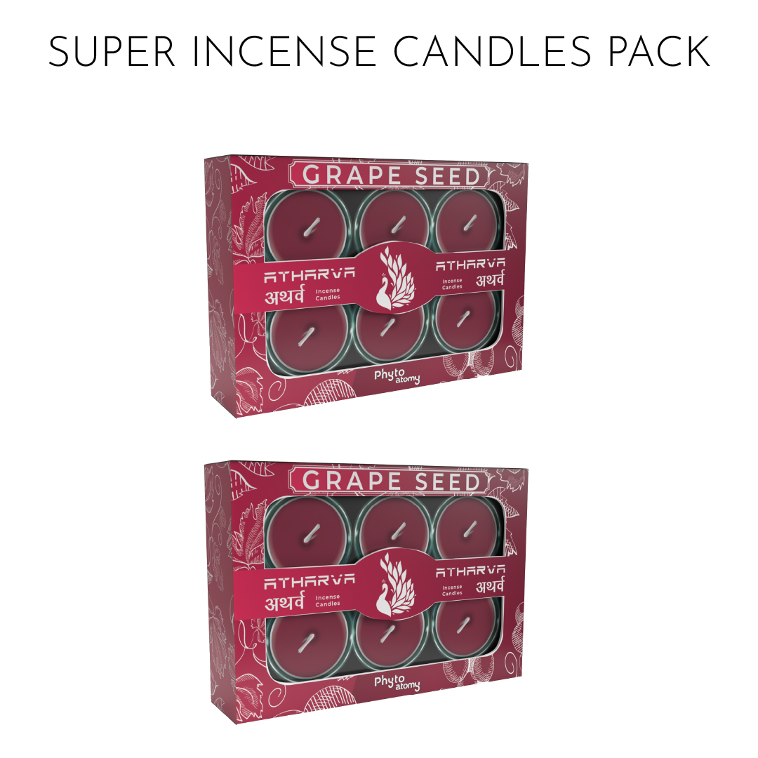 Pack of Two Grapeseed Atharva Incense Candles (12 Pcs.)